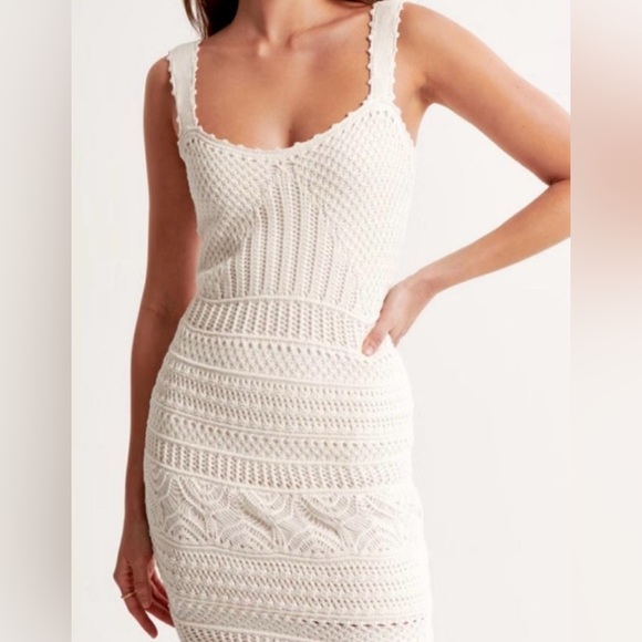 Abercrombie & Fitch Dresses & Skirts - NWT Abercrombie and Fitch Crochet Style Mini Dress Cream
Color XL TALL(44” long)